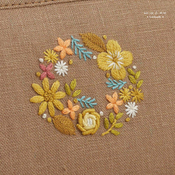 ハーフウォレット☆刺繍リバティ（シナモン） 3枚目の画像