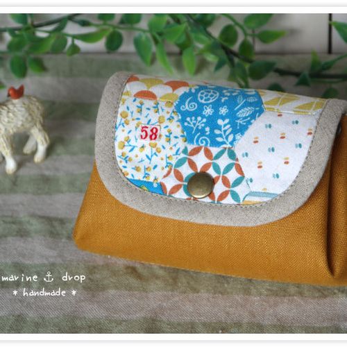 北欧風ファブリック＊アコーディオンポーチ・パッチワーク ポーチ  