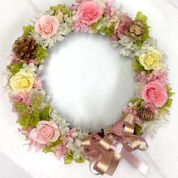 Rose Wreath バラのリース　ピンク　直径約25cm 1枚目の画像