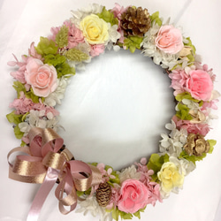 Rose Wreath バラのリース　ピンク　直径約25cm 2枚目の画像