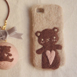 iphone 各種機種 samsung 羊毛フェルト ケース クリスマスカップル バレンタインデー うさぎ 熊 4枚目の画像