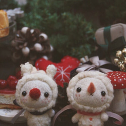 スノーマン キーホルダー 羊毛フェルト クリスマスプレゼント カップル 1枚目の画像