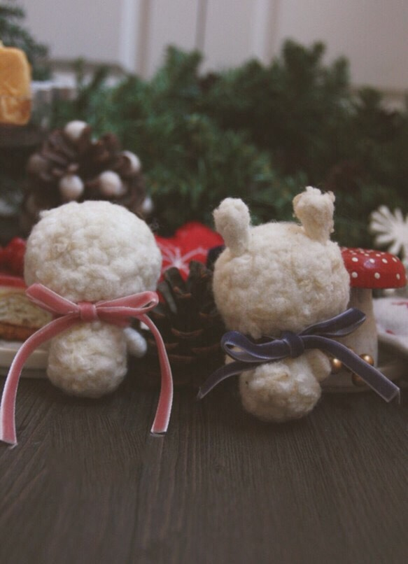 スノーマン キーホルダー 羊毛フェルト クリスマスプレゼント カップル 2枚目の画像