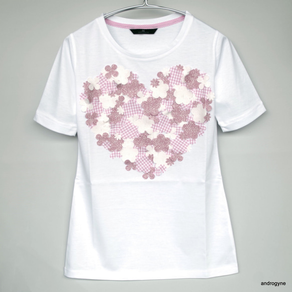 フラワーモティーフTシャツ／ピンク 1枚目の画像