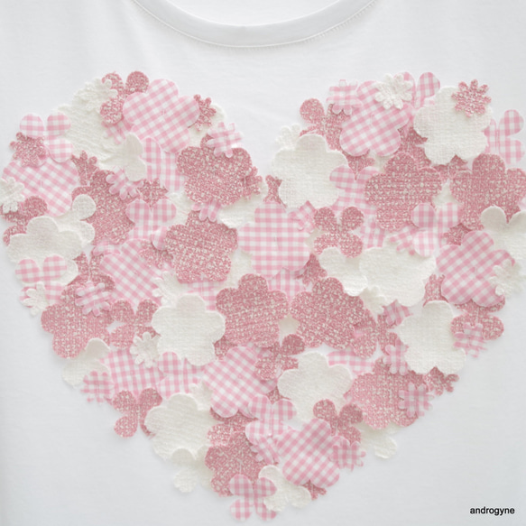 フラワーモティーフTシャツ／ピンク 2枚目の画像