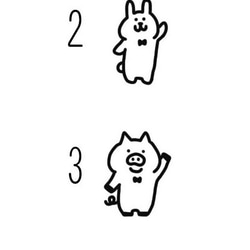 ラバースタンプ☆ミニはんこ蝶ネクタイ片手上げ動物☆ 4枚目の画像