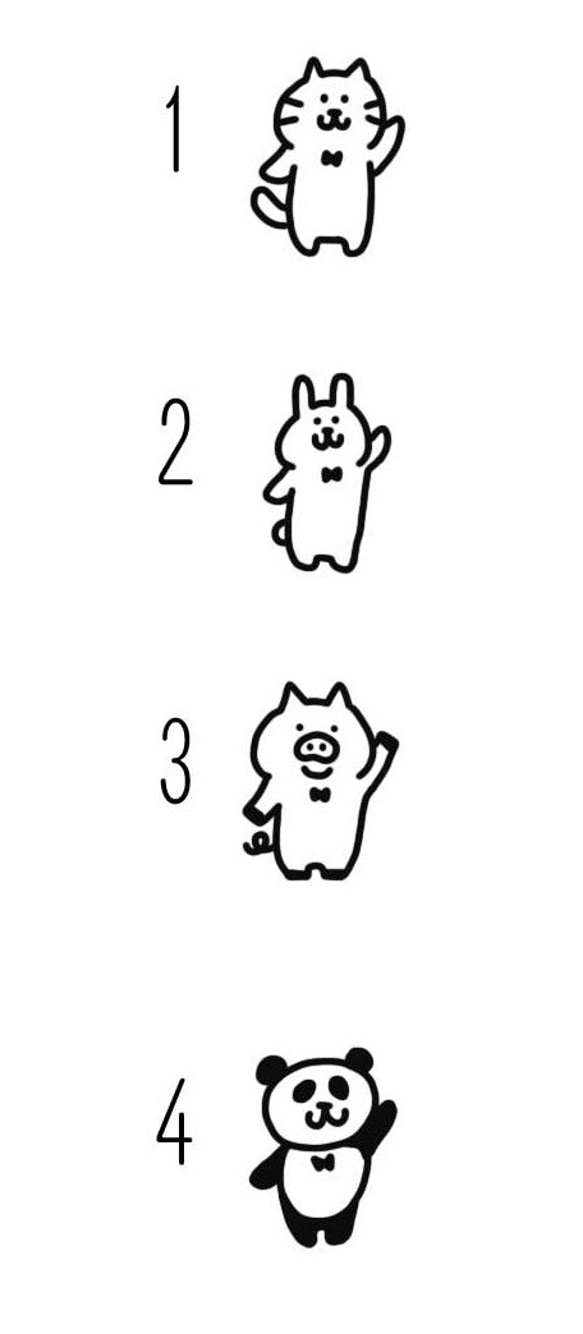 ラバースタンプ☆ミニはんこ蝶ネクタイ片手上げ動物☆ 4枚目の画像