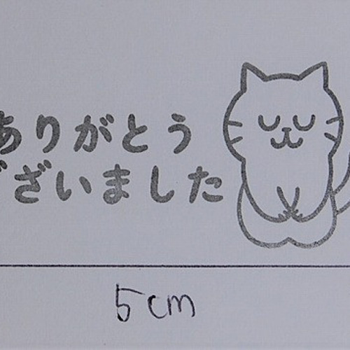 ラバースタンプ☆ありがとうございました猫横 H-166-43 はんこ