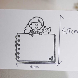 ラバースタンプ☆女の子猫スケッチブックフレーム　G-67-43 2枚目の画像