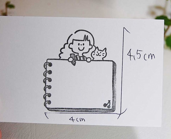 ラバースタンプ☆女の子猫スケッチブックフレーム　G-67-43 2枚目の画像
