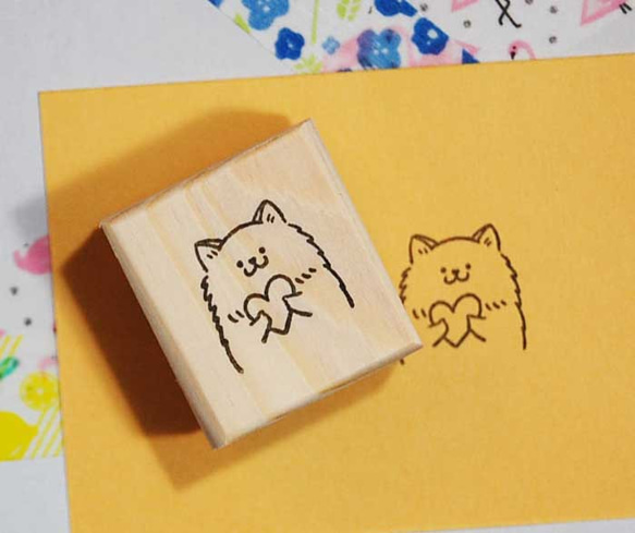 ラバースタンプ☆ポメラニアンハート　I-15-44 1枚目の画像
