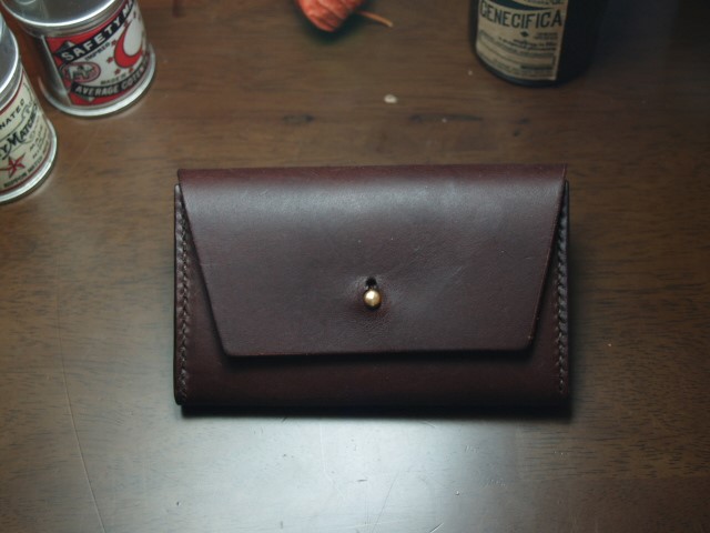 【受注製作】名刺(カード)入れ　イタリアヌメ革レザー　ミネルバリスシオ　【タバコ】焦げ茶