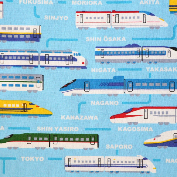 ひんやり夏マスク☆新幹線&電車　ライトブルー（こども用　小さめ） 3枚目の画像