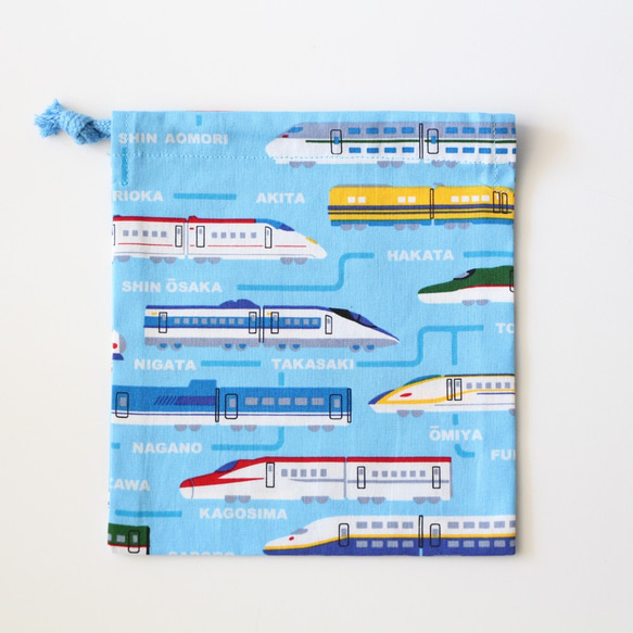 お弁当袋＆コップ袋（新幹線  電車  ライトブルー） 3枚目の画像