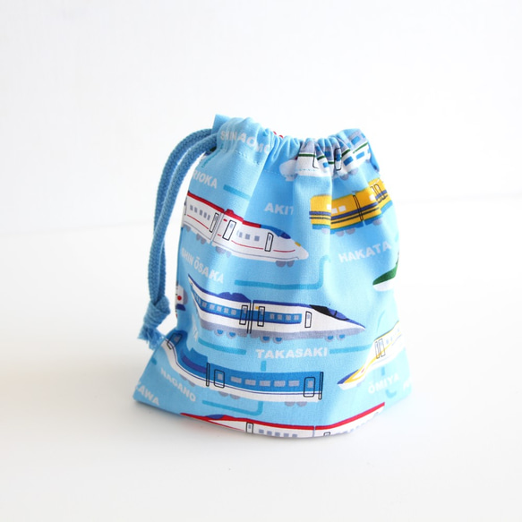 お弁当袋＆コップ袋（新幹線  電車  ライトブルー） 6枚目の画像