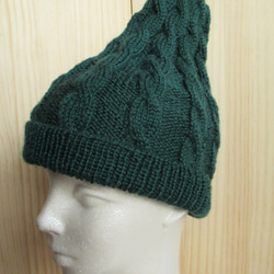 グリーンのニット帽（深みのグリーン） 2枚目の画像