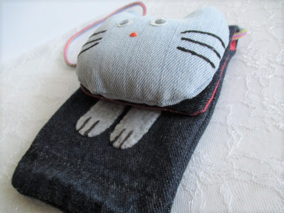 猫ちゃんミニミニバッグ（スマホ、携帯電話ピッタリ） 2枚目の画像