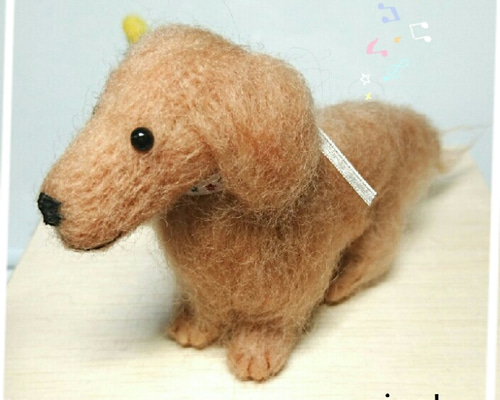 ミニチュアダックスフンド。羊毛フェルト。犬。いぬ。 羊毛