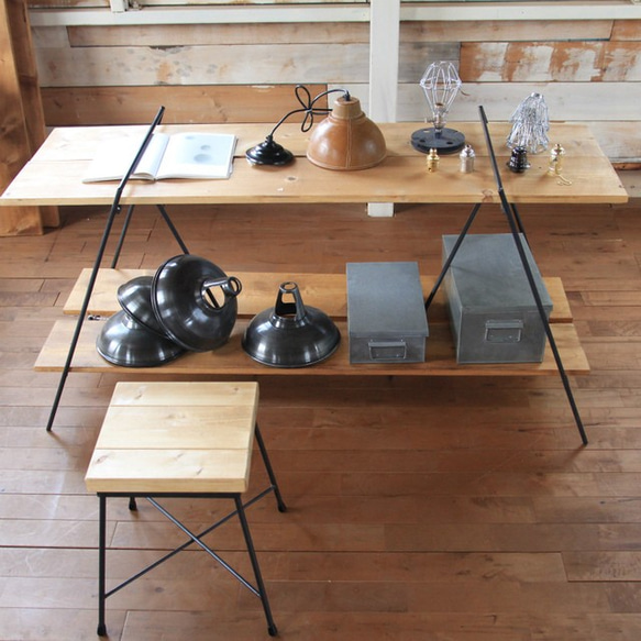 テーブル　折り畳み　出店用　鉄製　古材使用 1枚目の画像