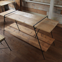 テーブル　折り畳み　出店用　鉄製　古材使用 4枚目の画像