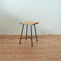 【送料無料】【PINE】MULTI STOOL LOW-SIKAKU-/スツール/パイン材/アイアン 1枚目の画像