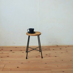 【送料無料】【PINE】MULTI STOOL LOW-MARU-/スツール/パイン材/アイアン 2枚目の画像