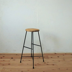 【送料無料】【PINE】MULTI STOOL HIGH-MARU-/スツール/パイン材/アイアン 1枚目の画像