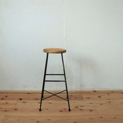 【送料無料】【PINE】MULTI STOOL HIGH-MARU-/スツール/パイン材/アイアン 2枚目の画像