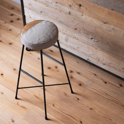 【送料無料】TWO TONE STOOL HIGH/パッチワーク/本革/帆布/アイアン 3枚目の画像