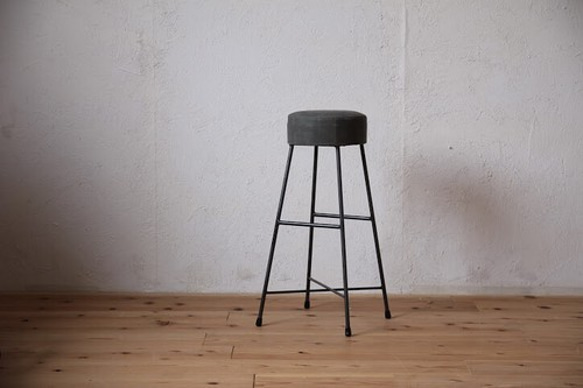 【送料無料】CANVAS STOOL HIGH/スツール/帆布/アイアン 2枚目の画像