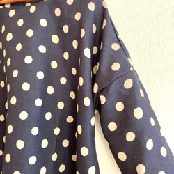 再販★LADY'S★リネンドットの長袖ゆるトップス/ネイビー 3枚目の画像