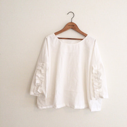 再再販★LADY'S★オフホワイトのフリル袖ゆるトップス 2枚目の画像