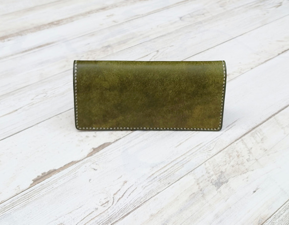 【薄マチコンパクト】本革 手縫いの薄い長財布 本革 __