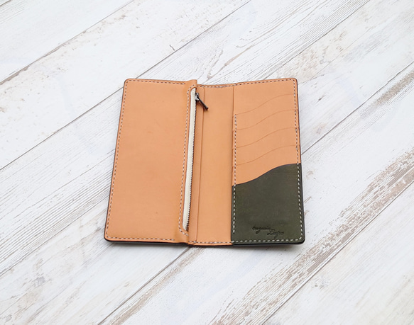 【薄マチコンパクト】本革 手縫いの薄い長財布 本革 __