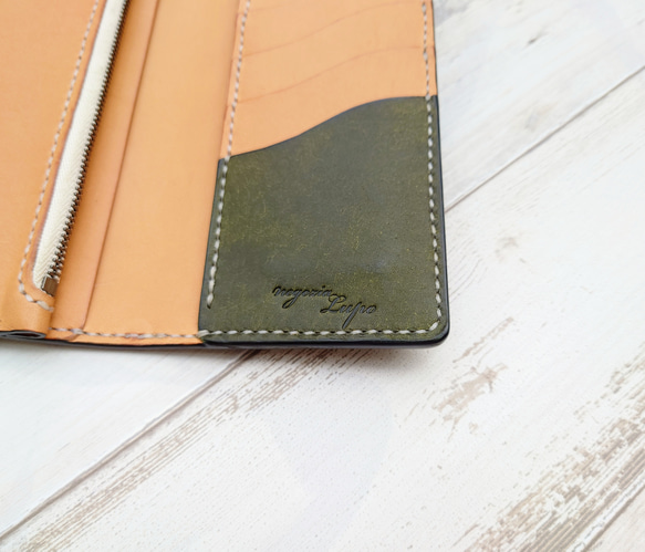 【薄マチコンパクト】本革 手縫いの薄い長財布 本革 __