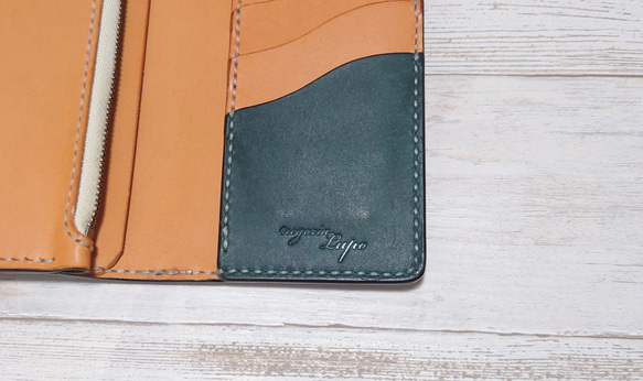 【薄マチコンパクト】本革 手縫いの薄い長財布 本革 __