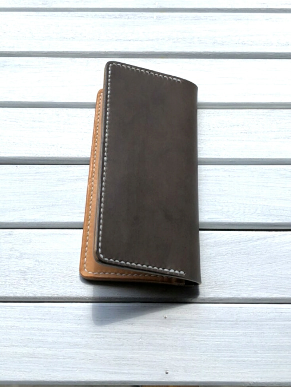【薄マチコンパクト】本革 手縫いの薄い長財布 本革 __