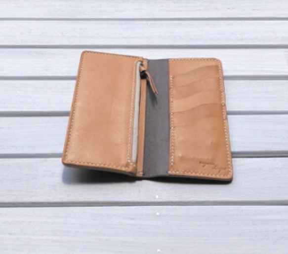 【薄マチコンパクト】本革 手縫いの薄い長財布 本革 __