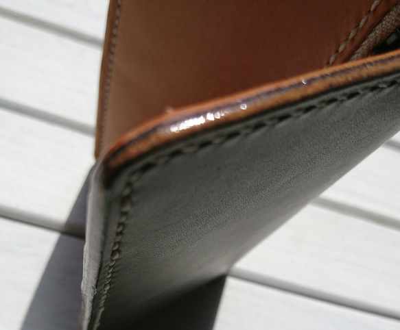 【薄マチコンパクト】本革 手縫いの薄い長財布 本革 __