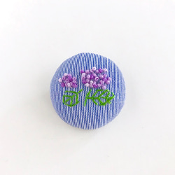 再販：アジサイ_刺繍ブローチ_ピンストライプ 1枚目の画像