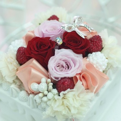お花のケーキ☆ プリザーブドフラワーケーキ スクエアタイプ
