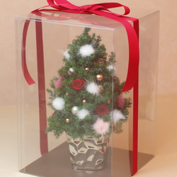 【スワロフスキーつき】ファーがふわふわ  クリスマスツリー 　☆ベリーピンク 5枚目の画像