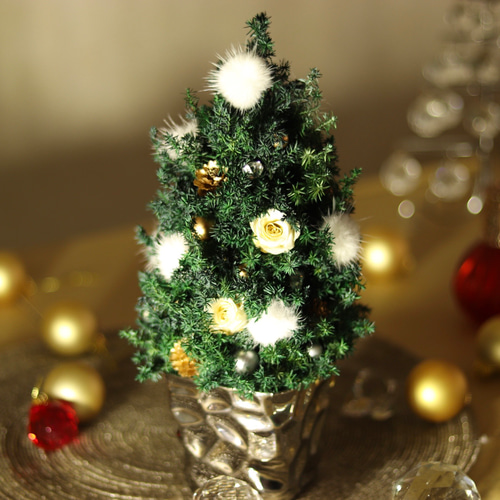 スワロフスキー＆ミンクファー ふわきらクリスマスツリー ケース入り