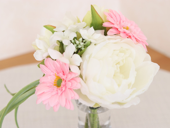 パステルカラーの枯れないお供え花   ピンク（仏花） 2枚目の画像