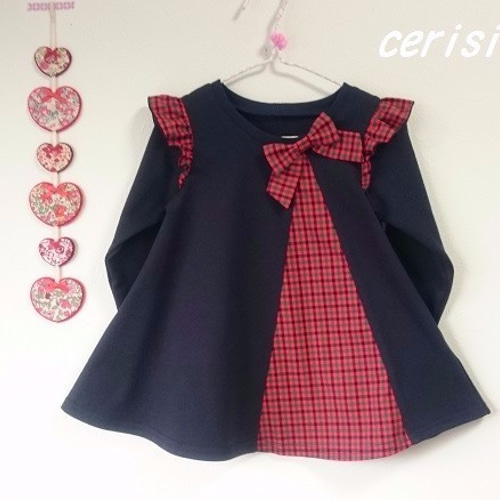 110サイズ】ファミリア風☆フリルリボンカットソー 子供服