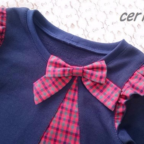 110サイズ】ファミリア風☆フリルリボンカットソー 子供服 cerisier 