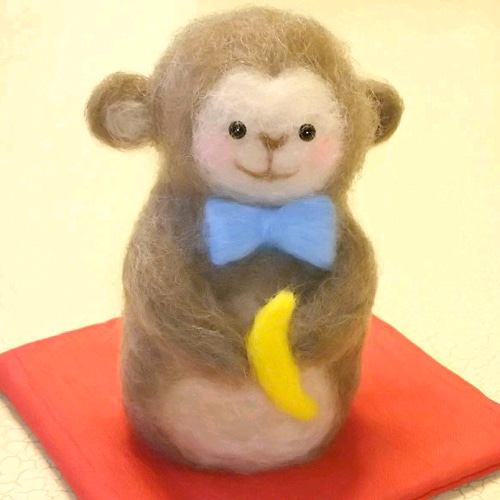 受注制作】おしりがハートのほっこりお猿さん 羊毛フェルト ソラリ