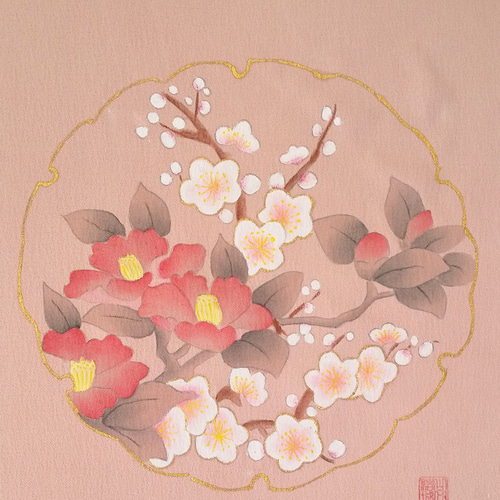 椿と白梅の手描きミニ掛軸 タペストリー・壁掛け 結友 通販