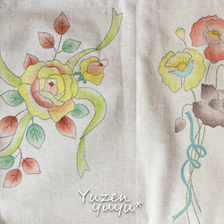 【値下げ】ポピーとバラの手描き手提げバッグ 3枚目の画像
