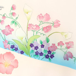 春の花々の手描きタペストリー 2枚目の画像
